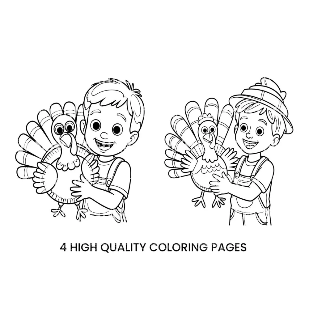 Thanksgiving Boy with Turkey Coloring Books
