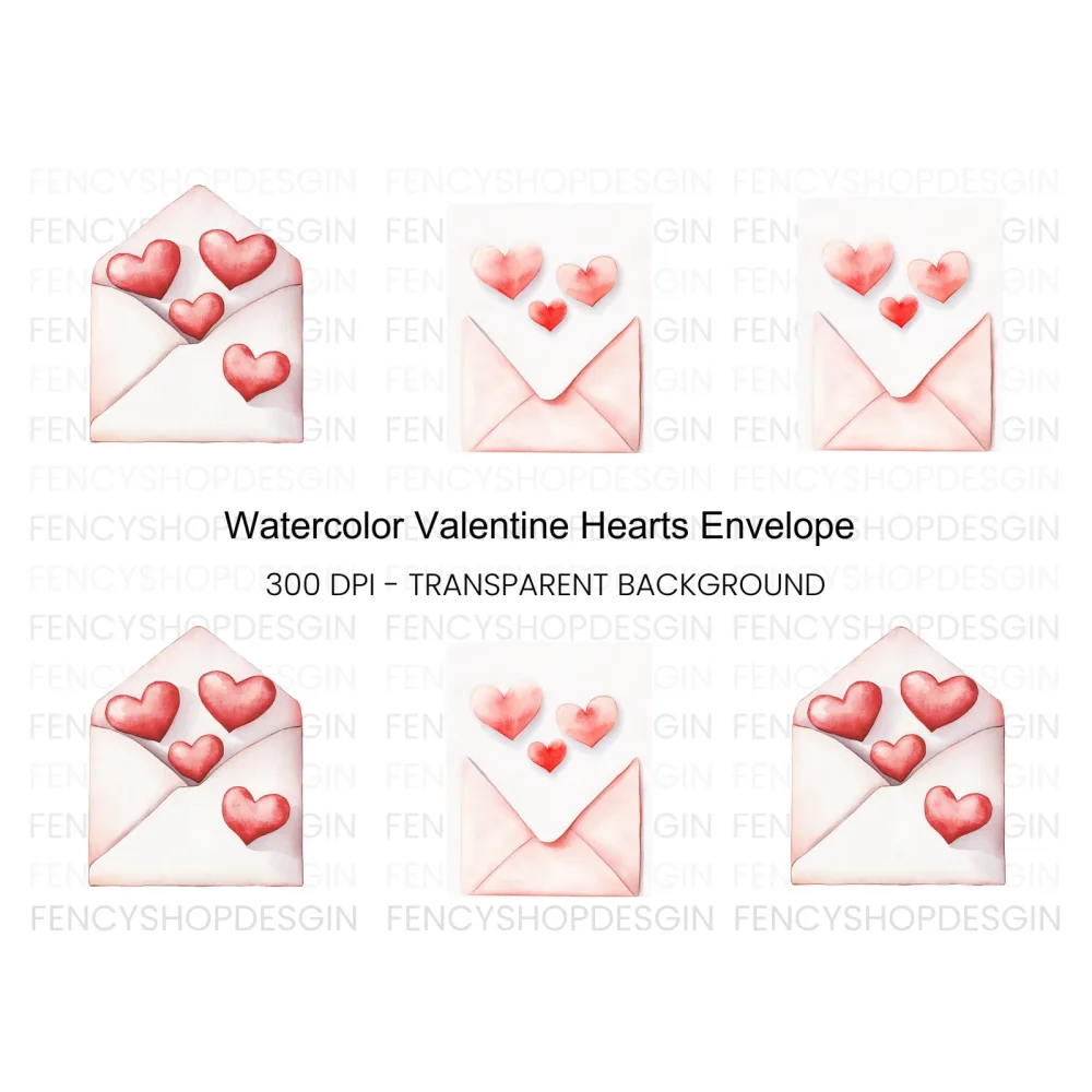 Love Letter with Red Hearts Clipart Bundle