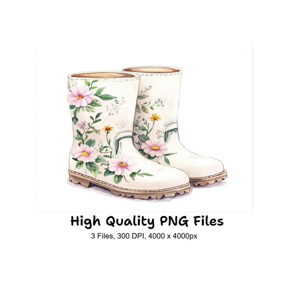 Floral Rain Boots Clipart Bundle