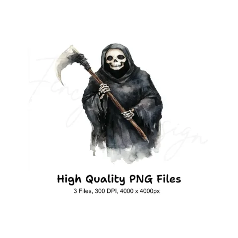 Grim Reaper Scythe Clipart Bundle