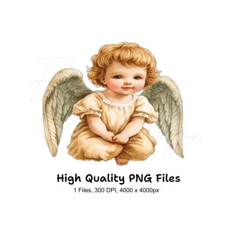 Adorable Baby Angel Illustration Clipart Bundle