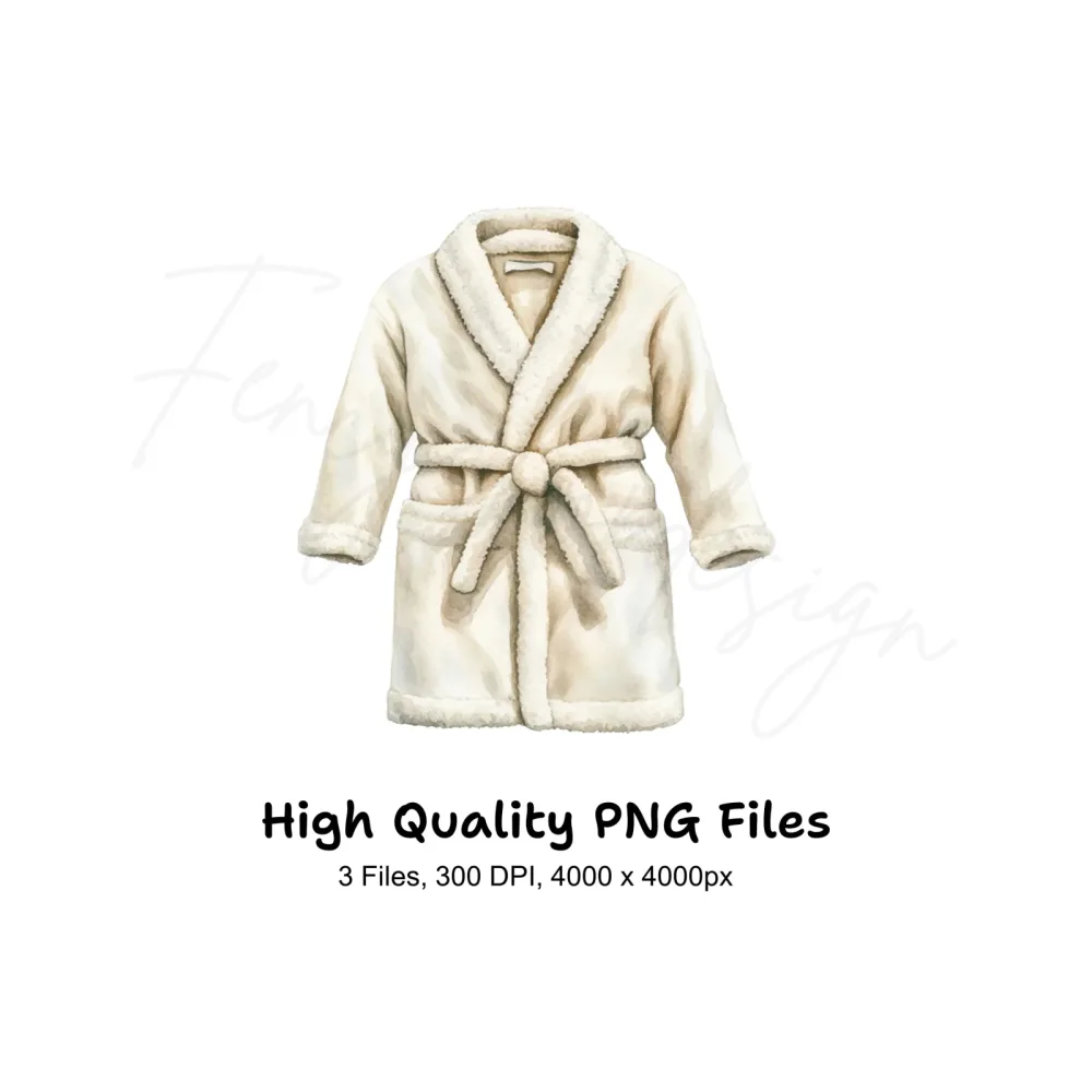 Plush White Robe Clipart Bundle