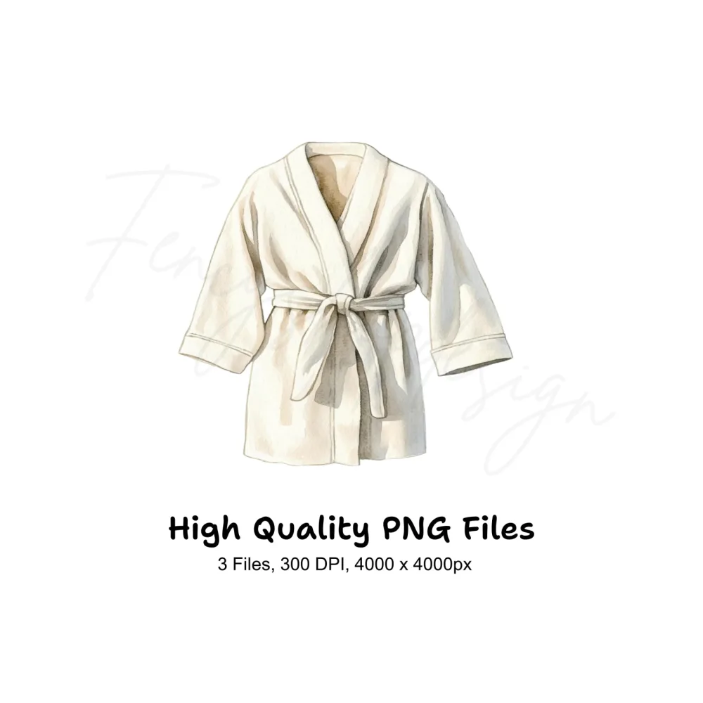 White Bathrobe Spa Clipart Bundle