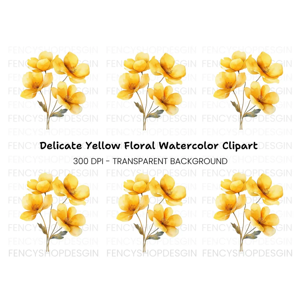 Yellow Flowers Clipart Bundle