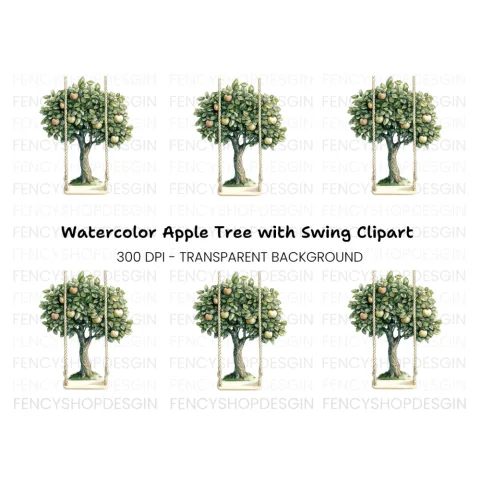 Apple Tree Swing Clipart Bundle