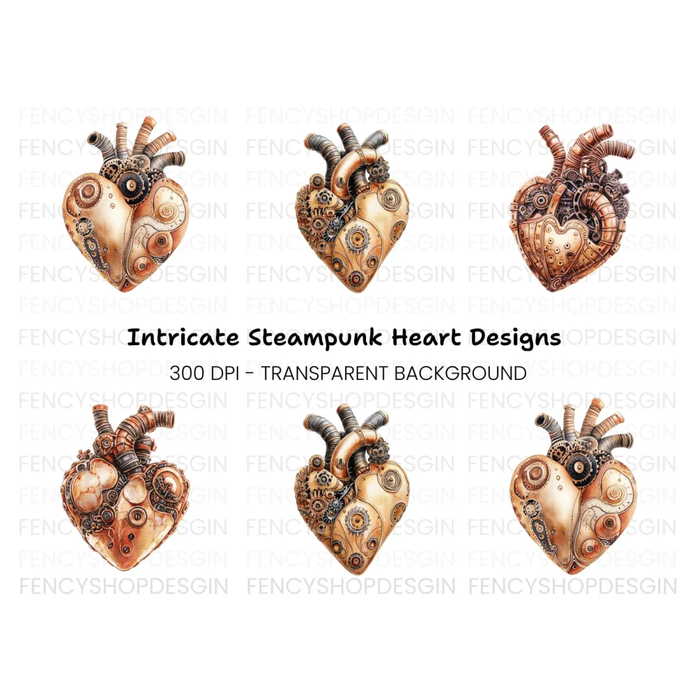 Steampunk Hearts Clipart Bundle