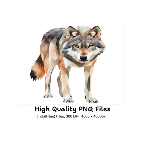 Geometric Wolf Clipart Bundle