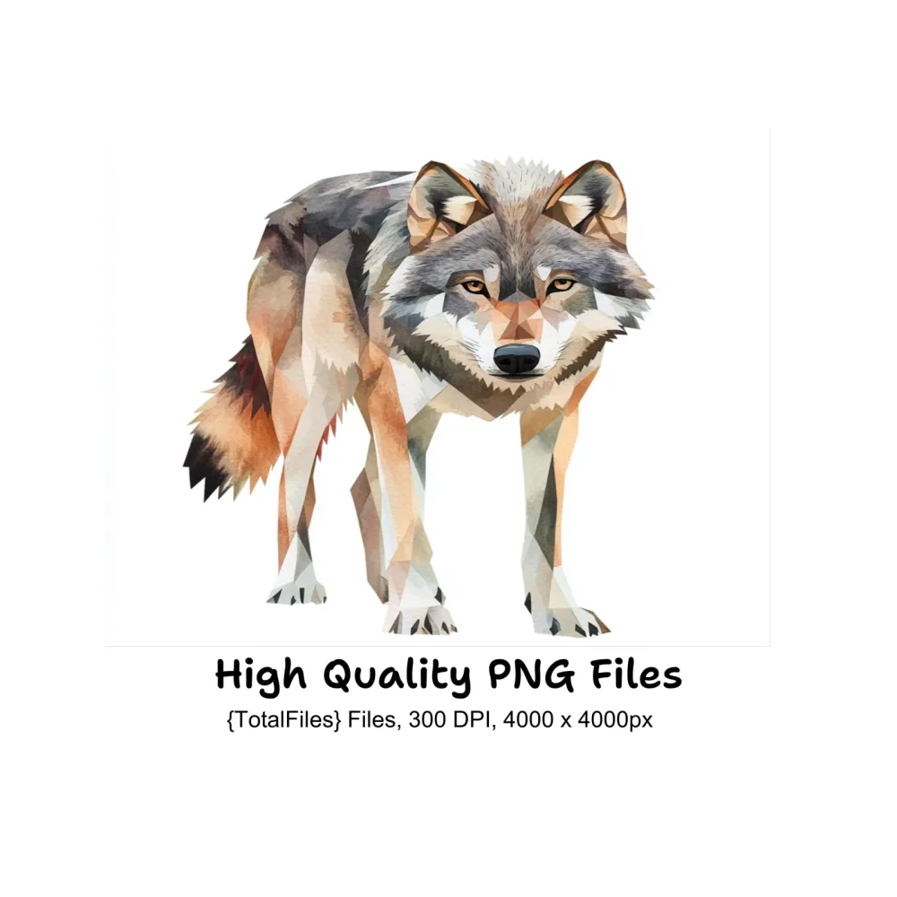 Geometric Wolf Clipart Bundle