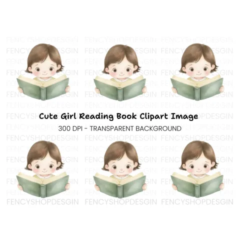 Charming Child Reading Clipart Bundle