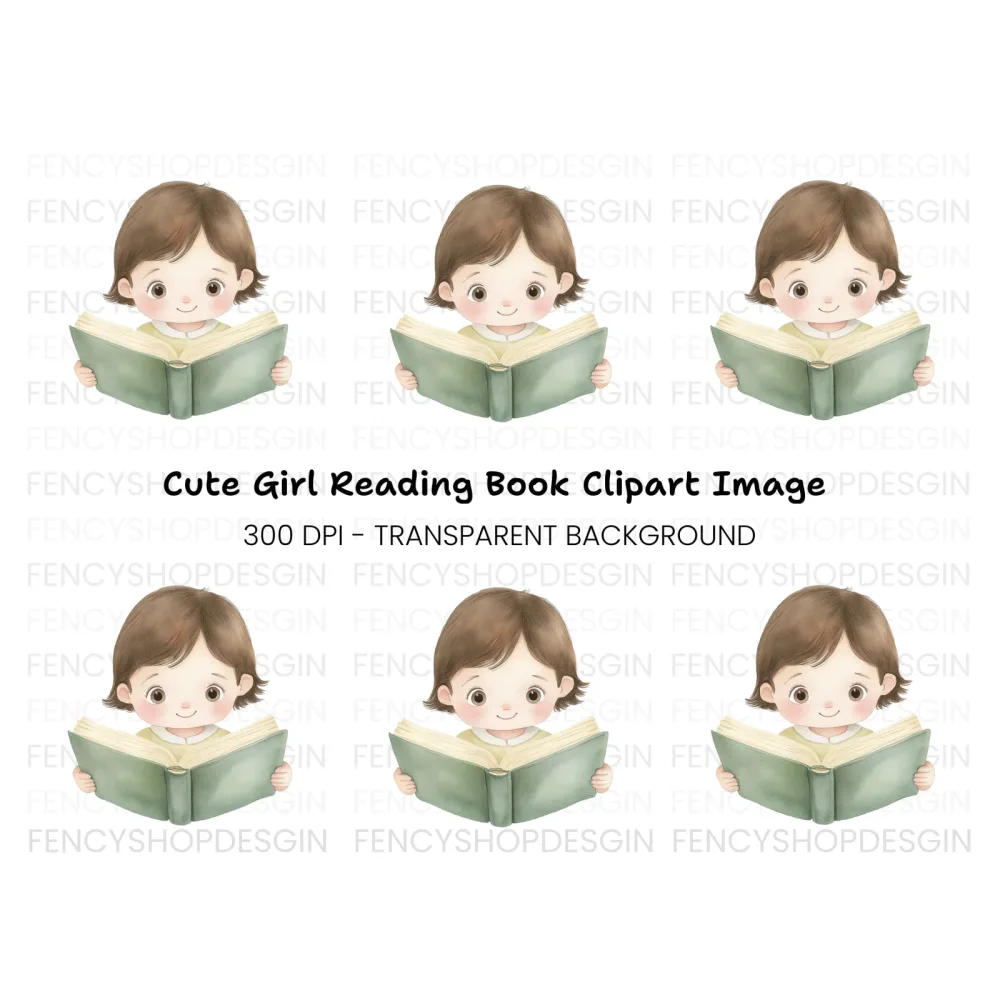 Charming Child Reading Clipart Bundle