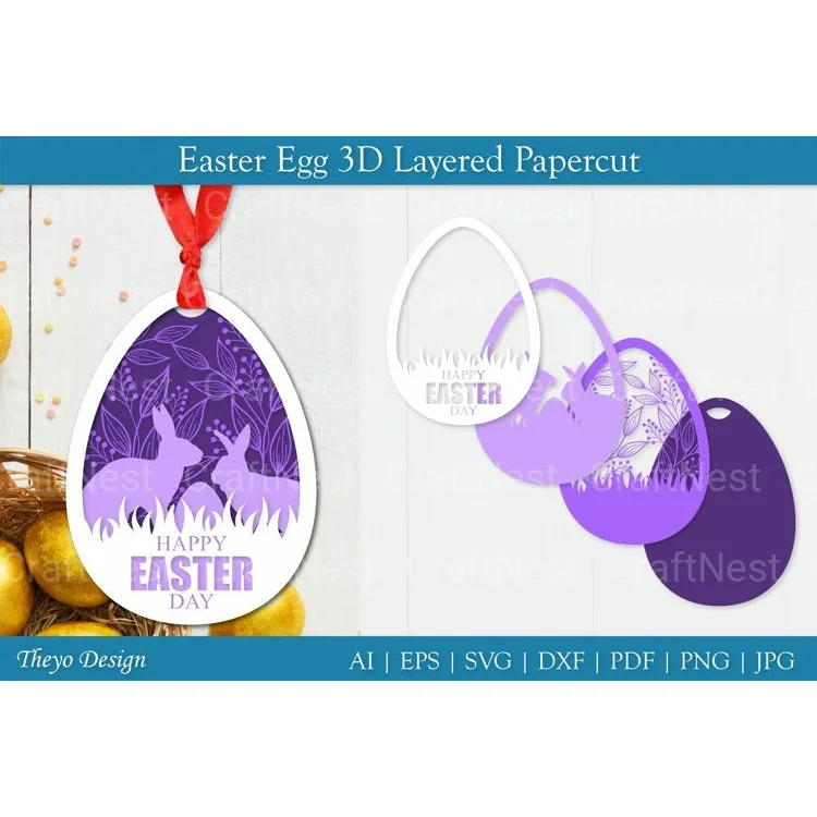 Easter Egg Layered Papercut SVG Bundle