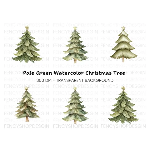 Green Christmas Tree Clipart Bundle