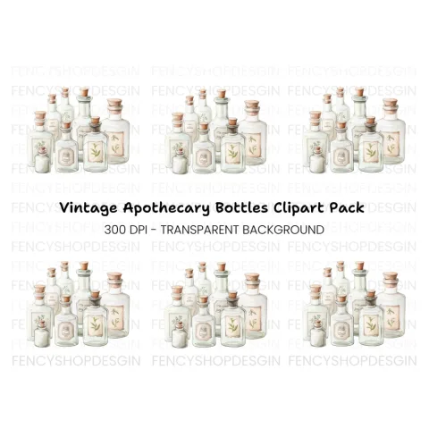 Apothecary Bottles Clipart Bundle