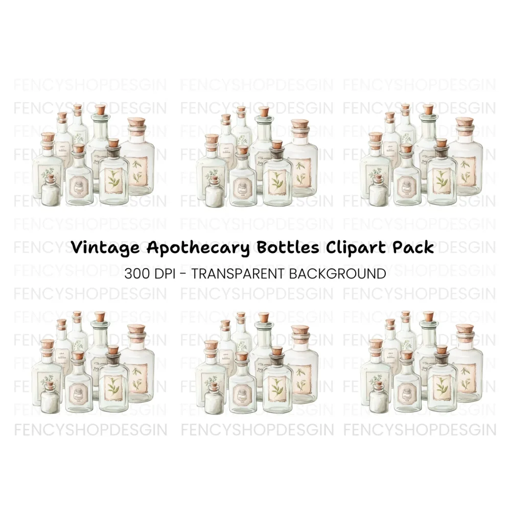 Apothecary Bottles Clipart Bundle