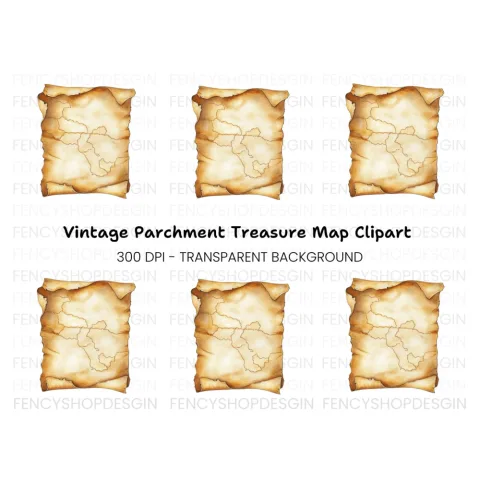 Blank Scroll Map Clipart Bundle