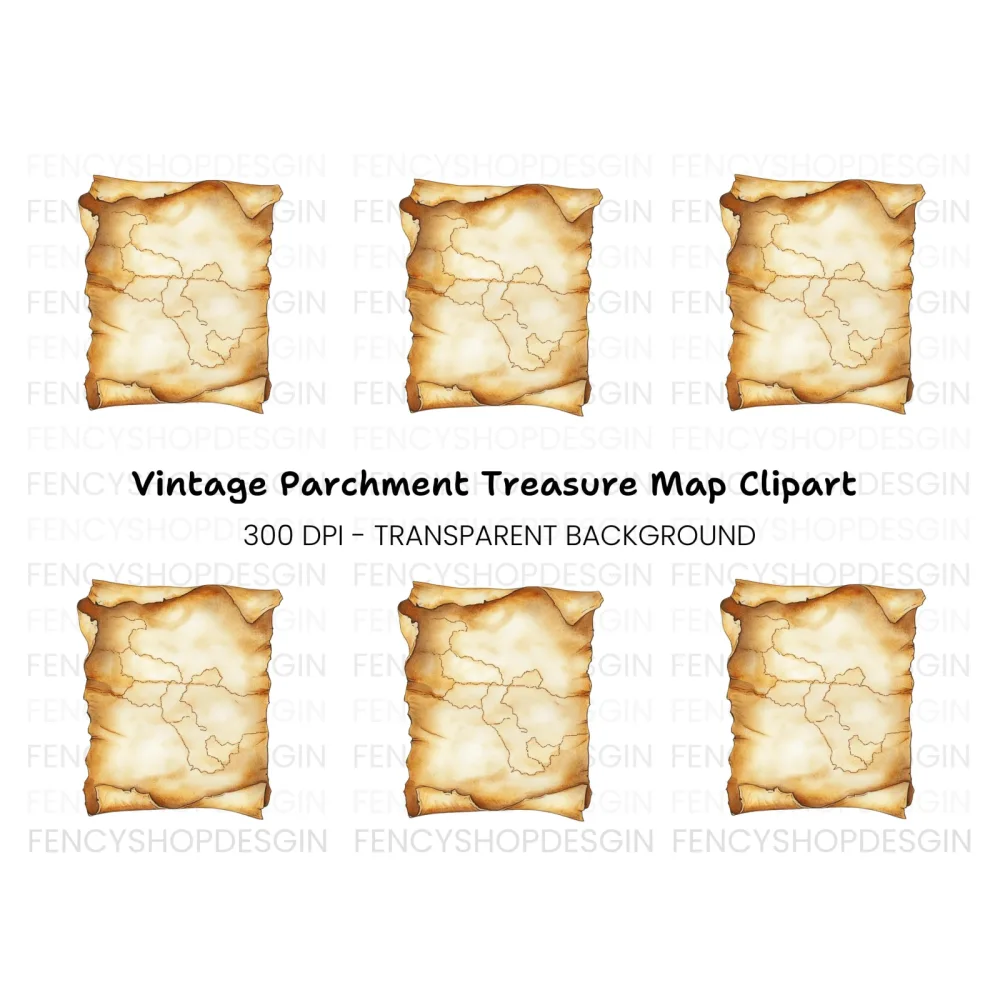 Blank Scroll Map Clipart Bundle
