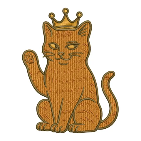 King Cat Embroidery Design