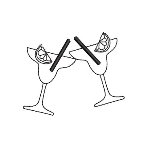 Coctail Glass Embroidery Design