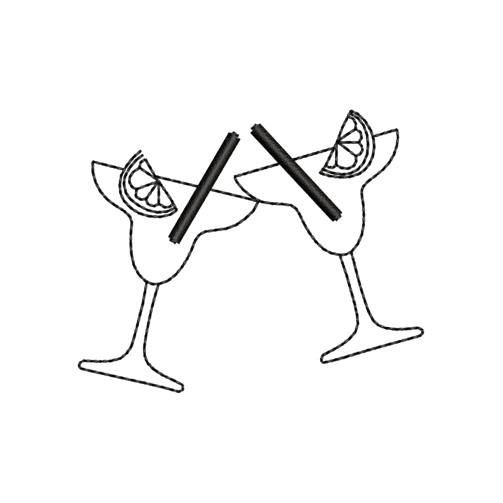 Coctail Glass Embroidery Design