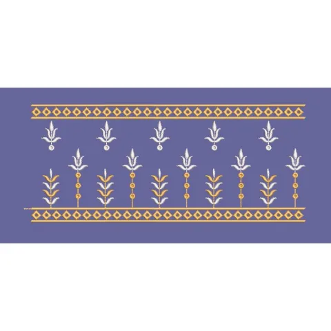 Geometric Floral Bud Border Embroidery Design