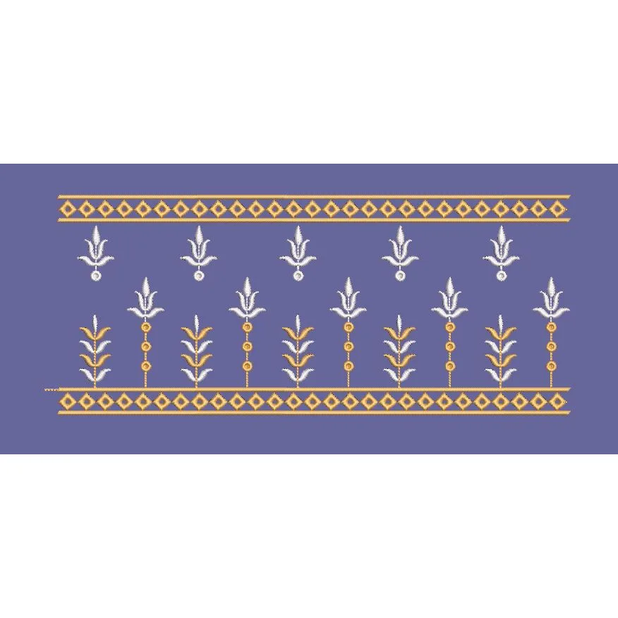 Geometric Floral Bud Border Embroidery Design