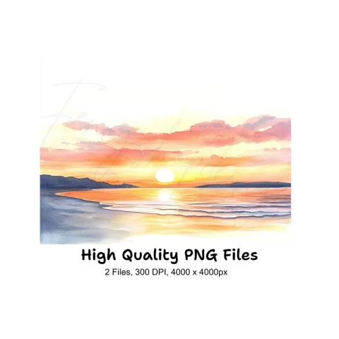 Sunset Beach Clipart Bundle