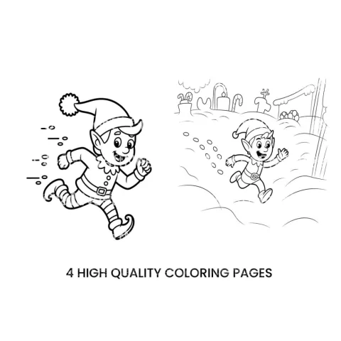 Running Christmas Elf Fun Coloring Books