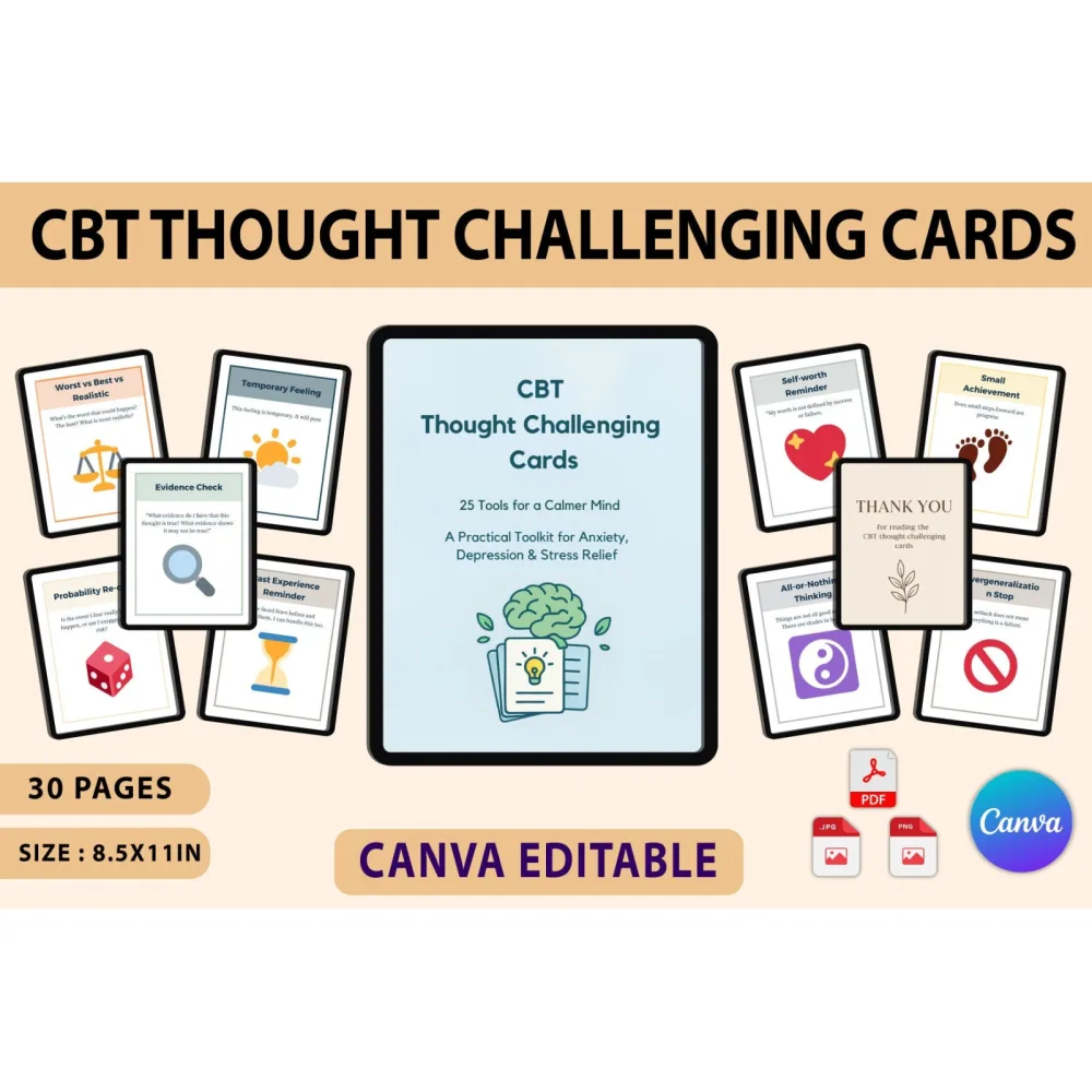 CBT Thought Challenging Cards