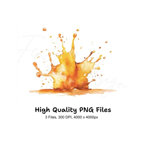 Dynamic Orange Liquid Splash Clipart Bundle
