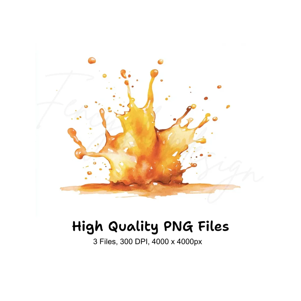 Dynamic Orange Liquid Splash Clipart Bundle