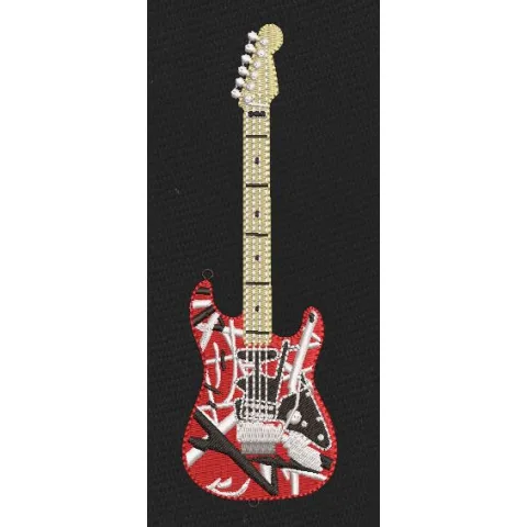 Frankenstein Guitar Red & White Striped Embroidery Design