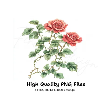 Red Roses Clipart Bundle