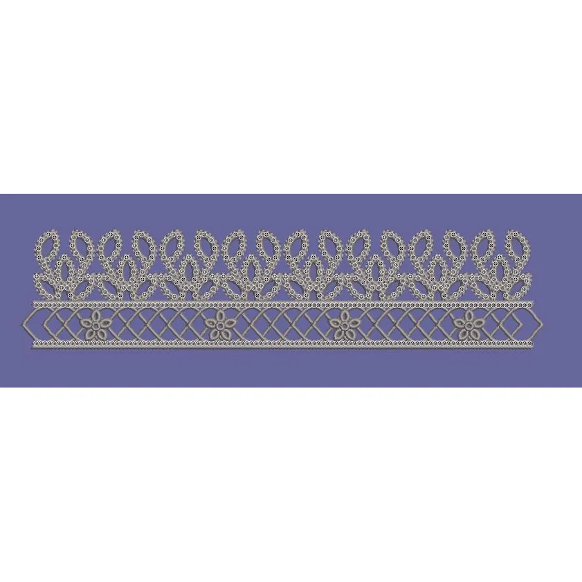Floral Lattice and Scalloped Loop Border Embroidery Design