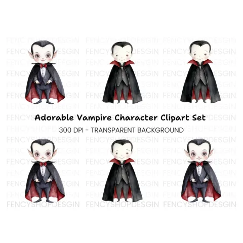 Cute Baby Vampire Clipart Bundle