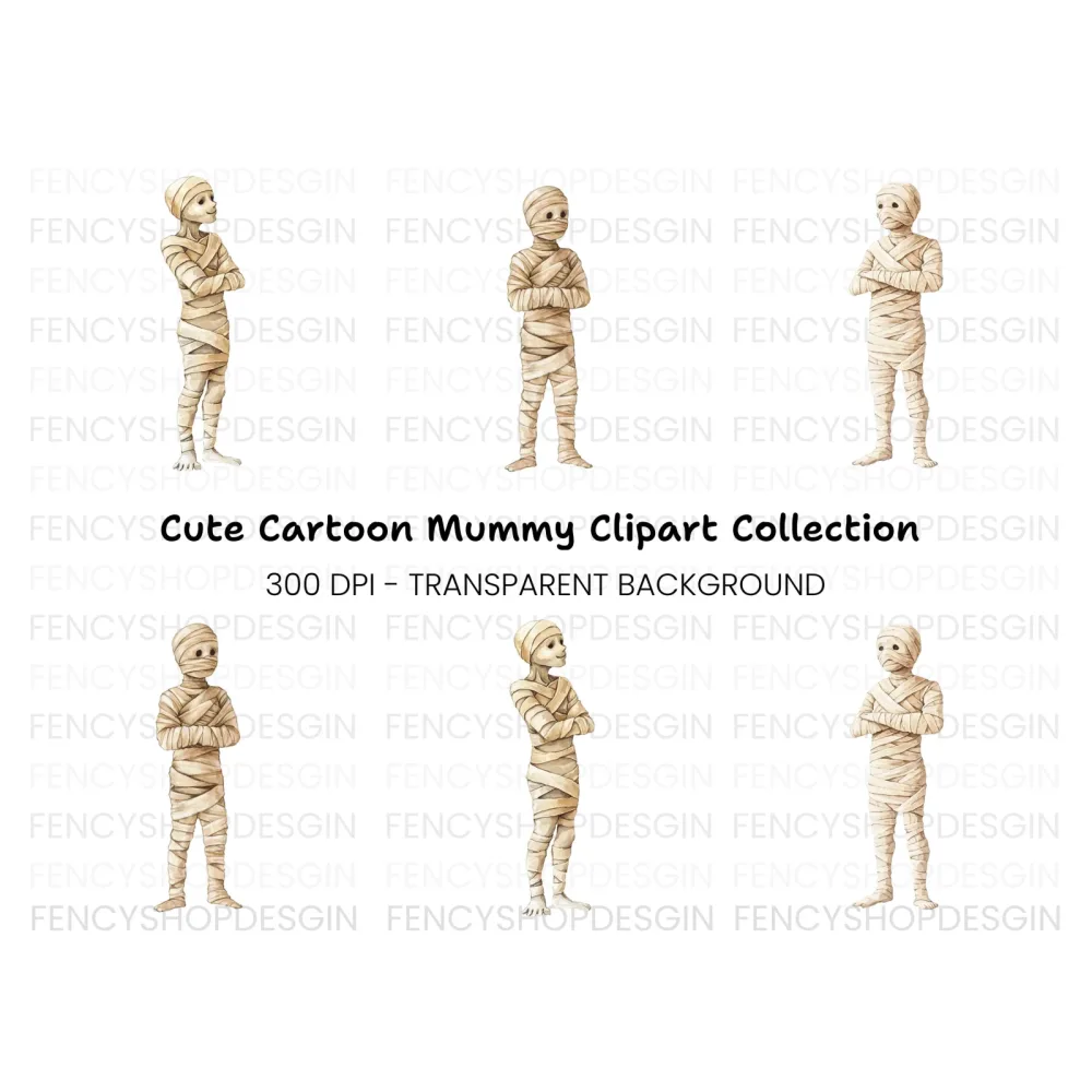 Cute Mummy Halloween Clipart Bundle