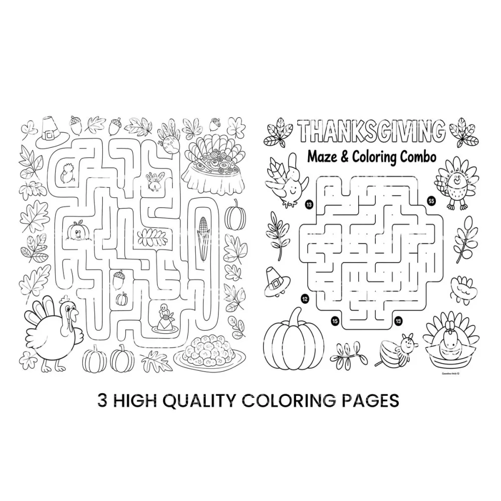 Thanksgiving Maze andCombo Coloring Books Coloring Books