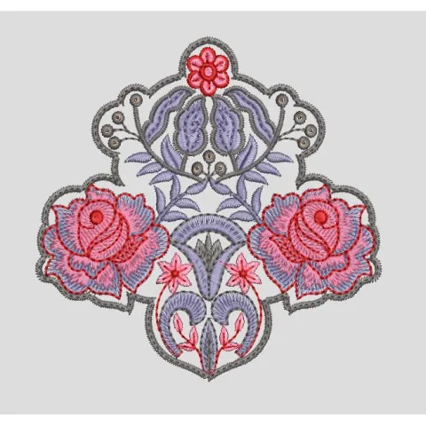 Floral Rose Ornate Motif Embroidery Design