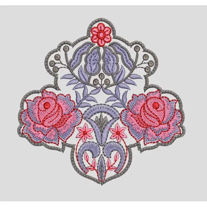 Floral Rose Ornate Motif Embroidery Design