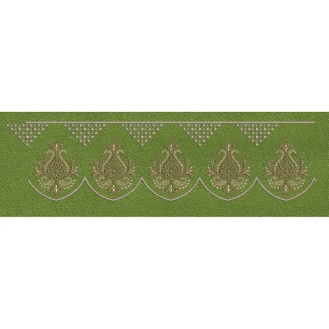 Floral Jacquard Woven Green Embroidery Design