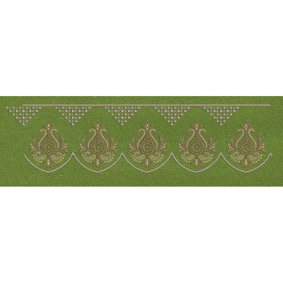 Floral Jacquard Woven Green Embroidery Design