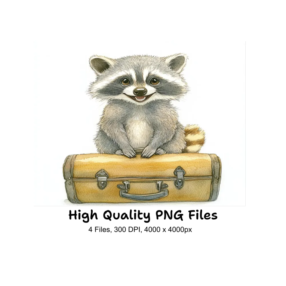 Traveling Raccoon Clipart Bundle