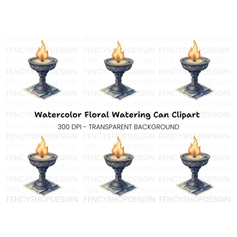 Mystical Fire Chalice with Tarot Cards Clipart Bundle