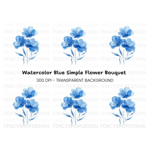Elegant Blue Floral Clipart Bundle