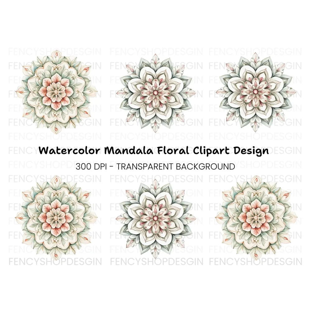 Elegant Floral Mandala Designs Clipart Bundle