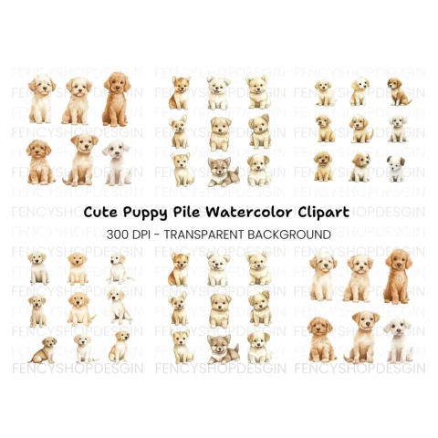 Golden Retriever Puppy Clipart Bundle