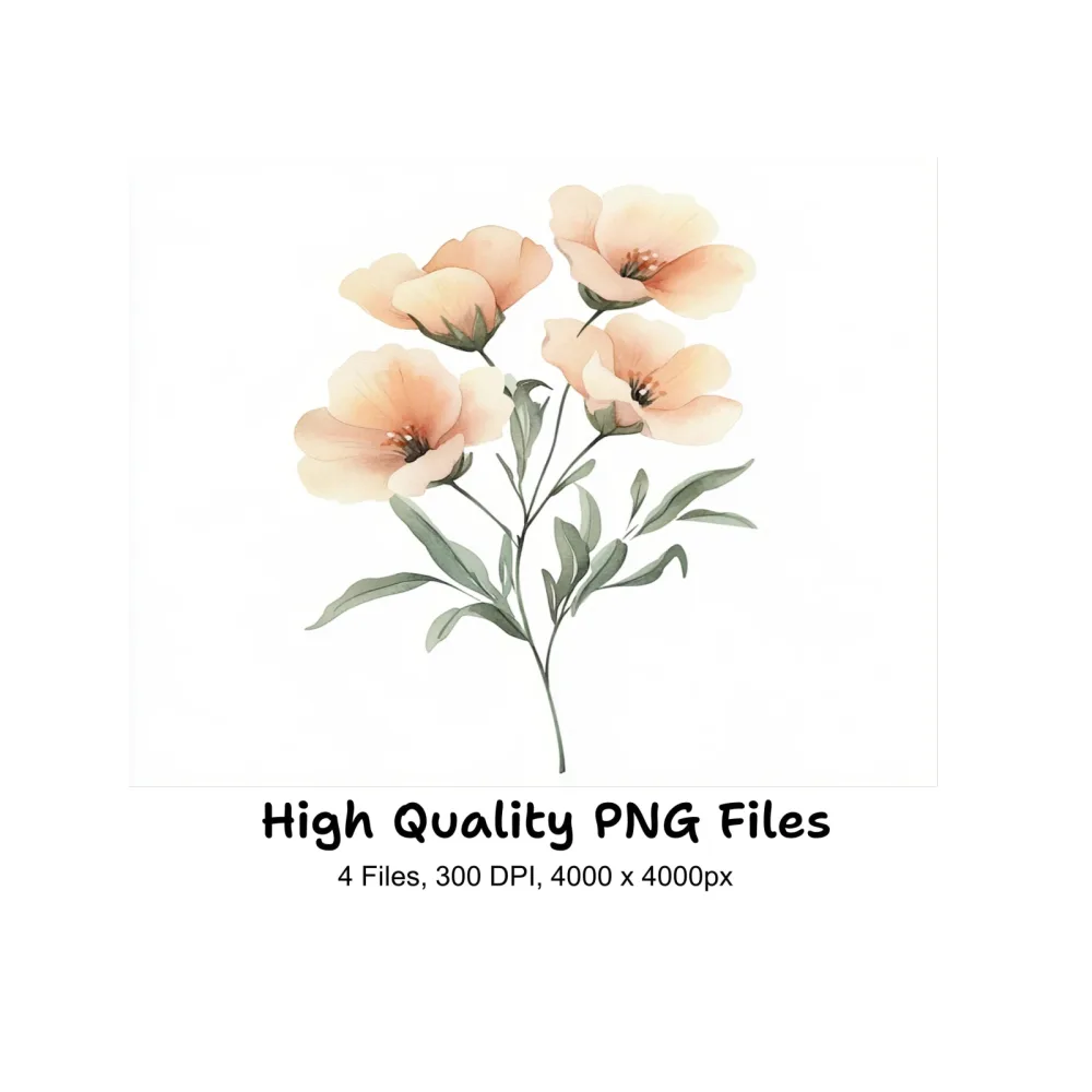 Peach Floral Clipart Bundle