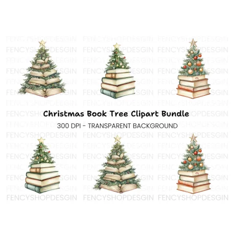 Festive Pine Christmas Trees Clipart Bundle