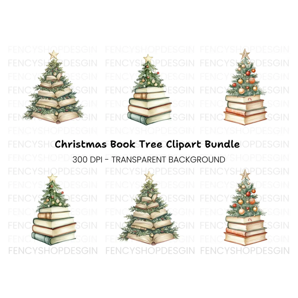 Festive Pine Christmas Trees Clipart Bundle