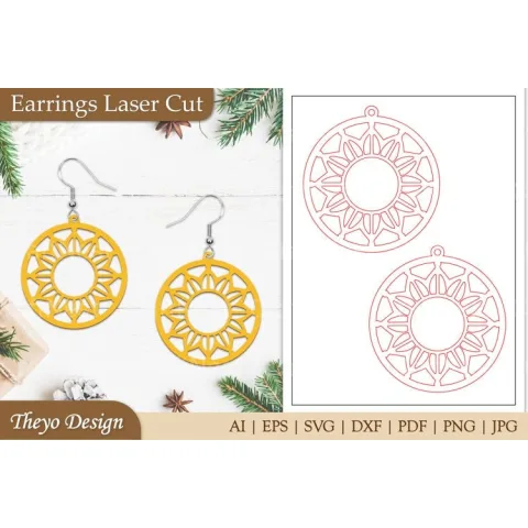 Earrings Mandala Lasercut SVG Bundle