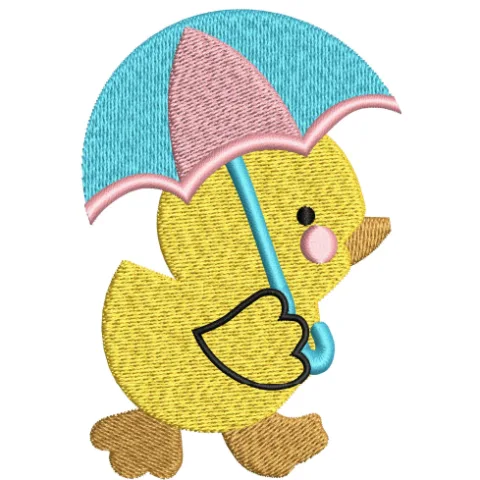 Duck With Umbrella Embroidery Design